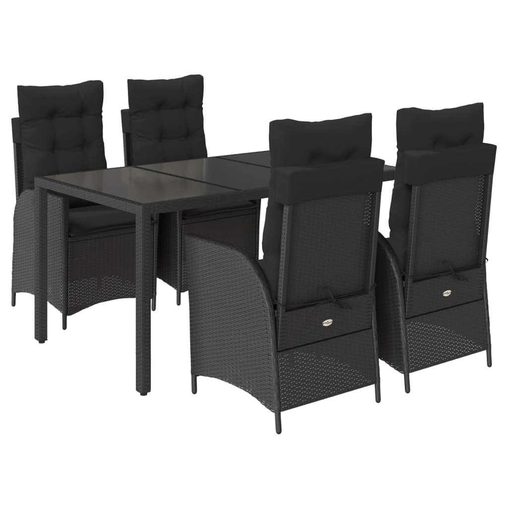 5-delige Tuinset met kussens poly rattan zwart is nu te koop bij PeponiXL, paradijselijk wonen!