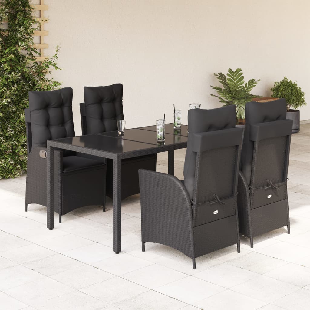 5-delige Tuinset met kussens poly rattan zwart is nu te koop bij PeponiXL, paradijselijk wonen!