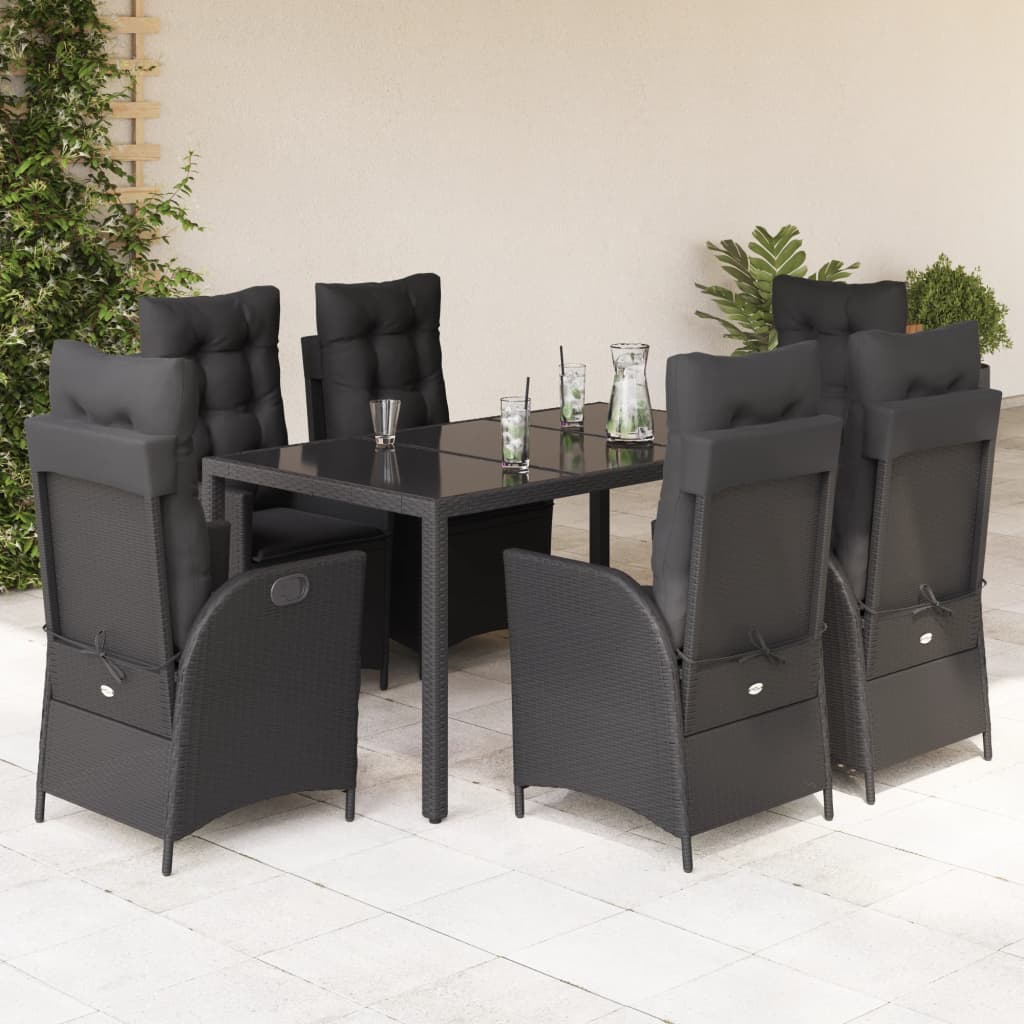 7-delige Tuinset met kussens poly rattan zwart is nu te koop bij PeponiXL, paradijselijk wonen!