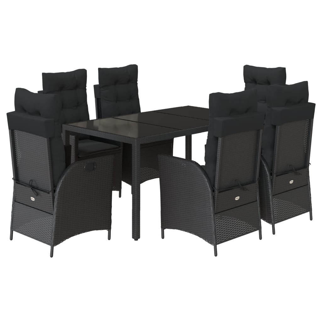 7-delige Tuinset met kussens poly rattan zwart is nu te koop bij PeponiXL, paradijselijk wonen!