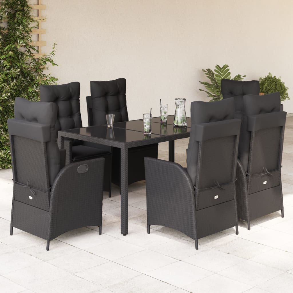7-delige Tuinset met kussens poly rattan zwart is nu te koop bij PeponiXL, paradijselijk wonen!