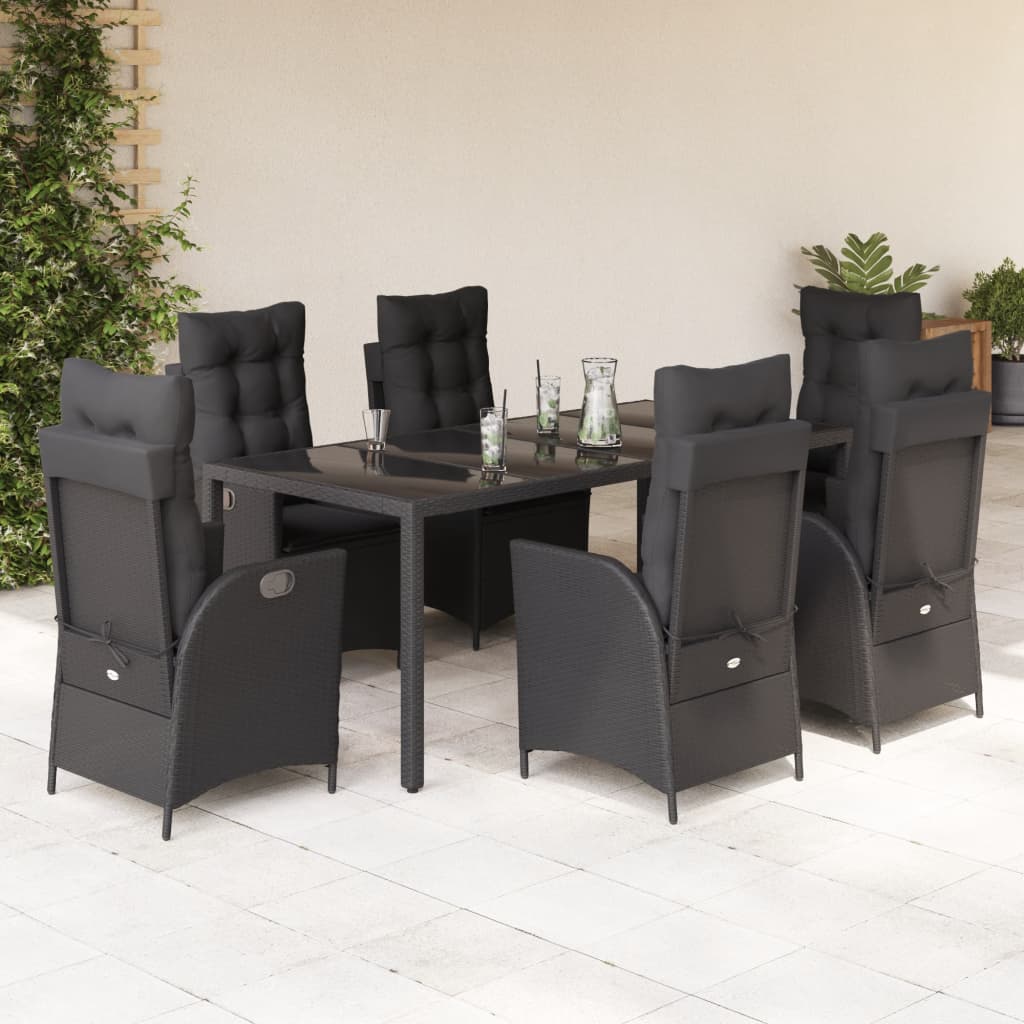 7-delige Tuinset met kussens poly rattan zwart is nu te koop bij PeponiXL, paradijselijk wonen!