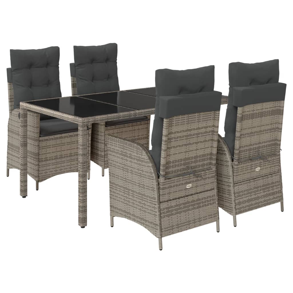 5-delige Tuinset met kussens poly rattan grijs is nu te koop bij PeponiXL, paradijselijk wonen!