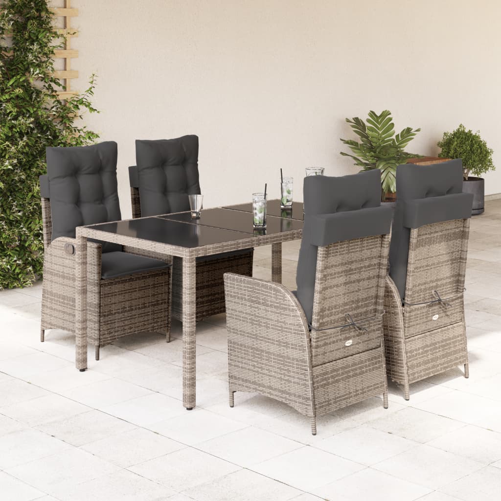 5-delige Tuinset met kussens poly rattan grijs is nu te koop bij PeponiXL, paradijselijk wonen!