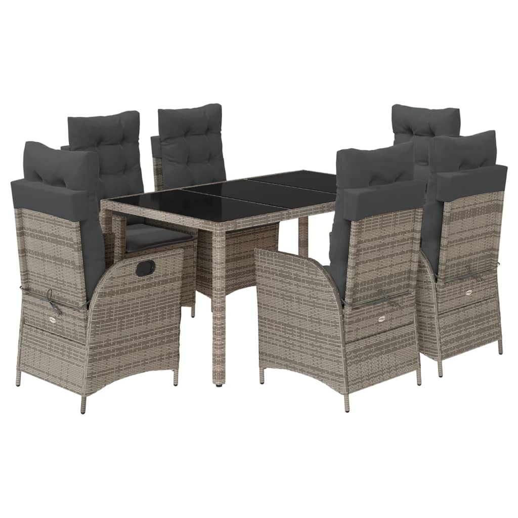 7-delige Tuinset met kussens poly rattan grijs is nu te koop bij PeponiXL, paradijselijk wonen!