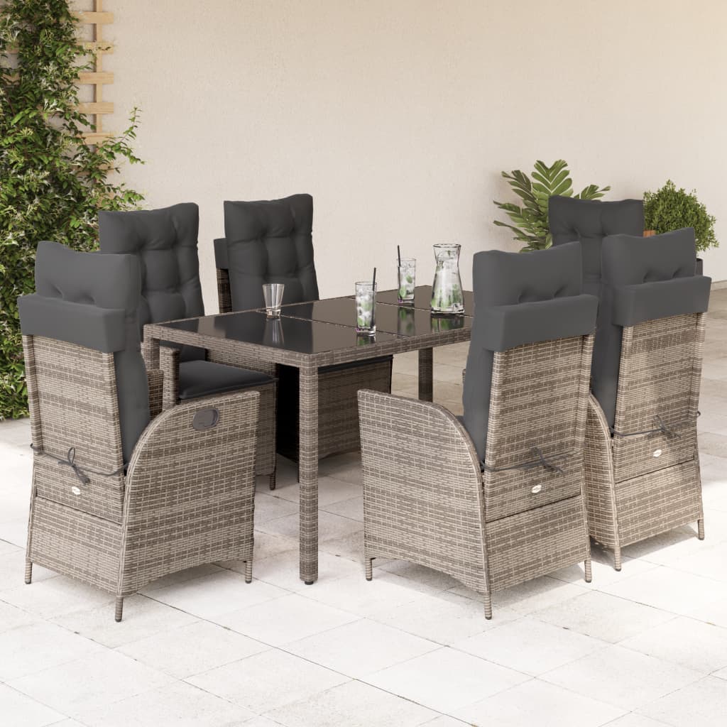 7-delige Tuinset met kussens poly rattan grijs is nu te koop bij PeponiXL, paradijselijk wonen!