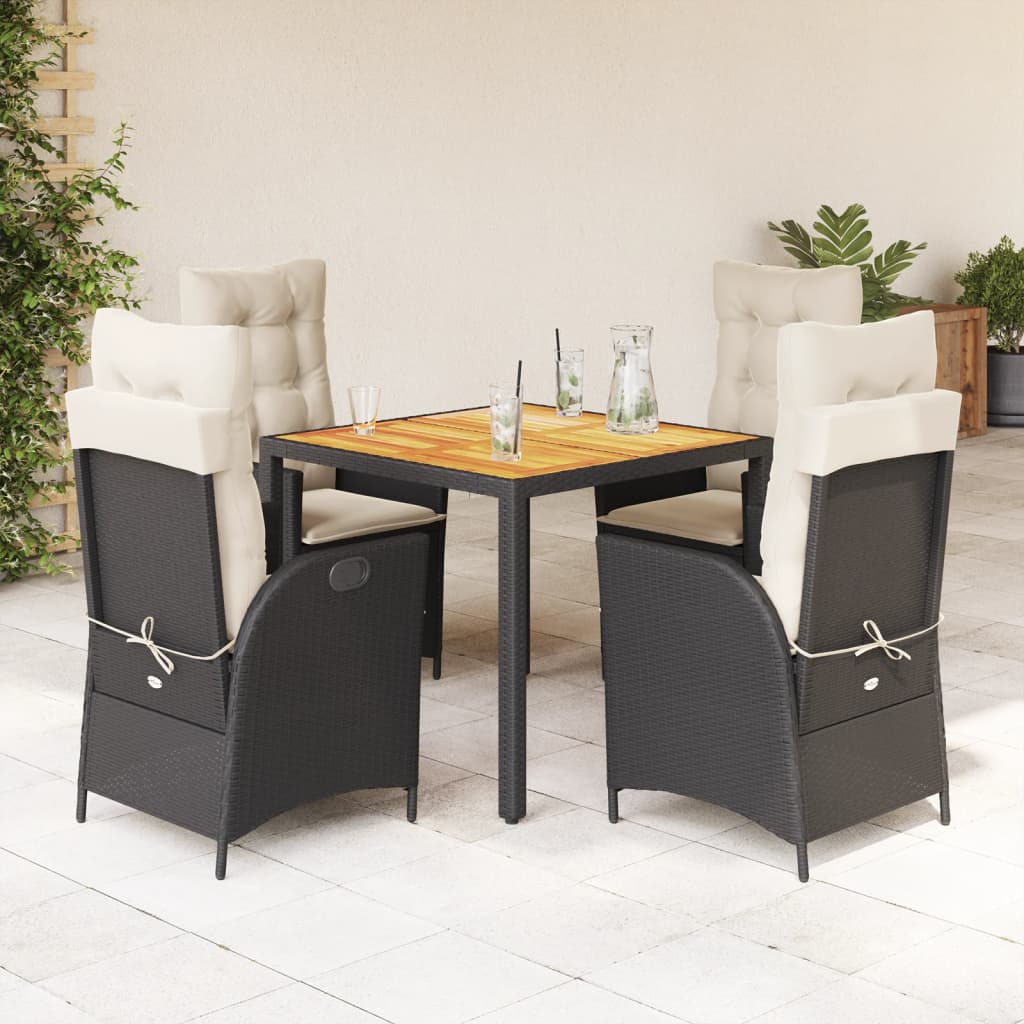 5-delige Tuinset met kussens poly rattan zwart is nu te koop bij PeponiXL, paradijselijk wonen!