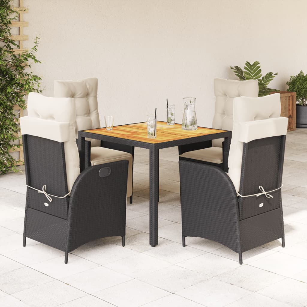 5-delige Tuinset met kussens poly rattan zwart is nu te koop bij PeponiXL, paradijselijk wonen!