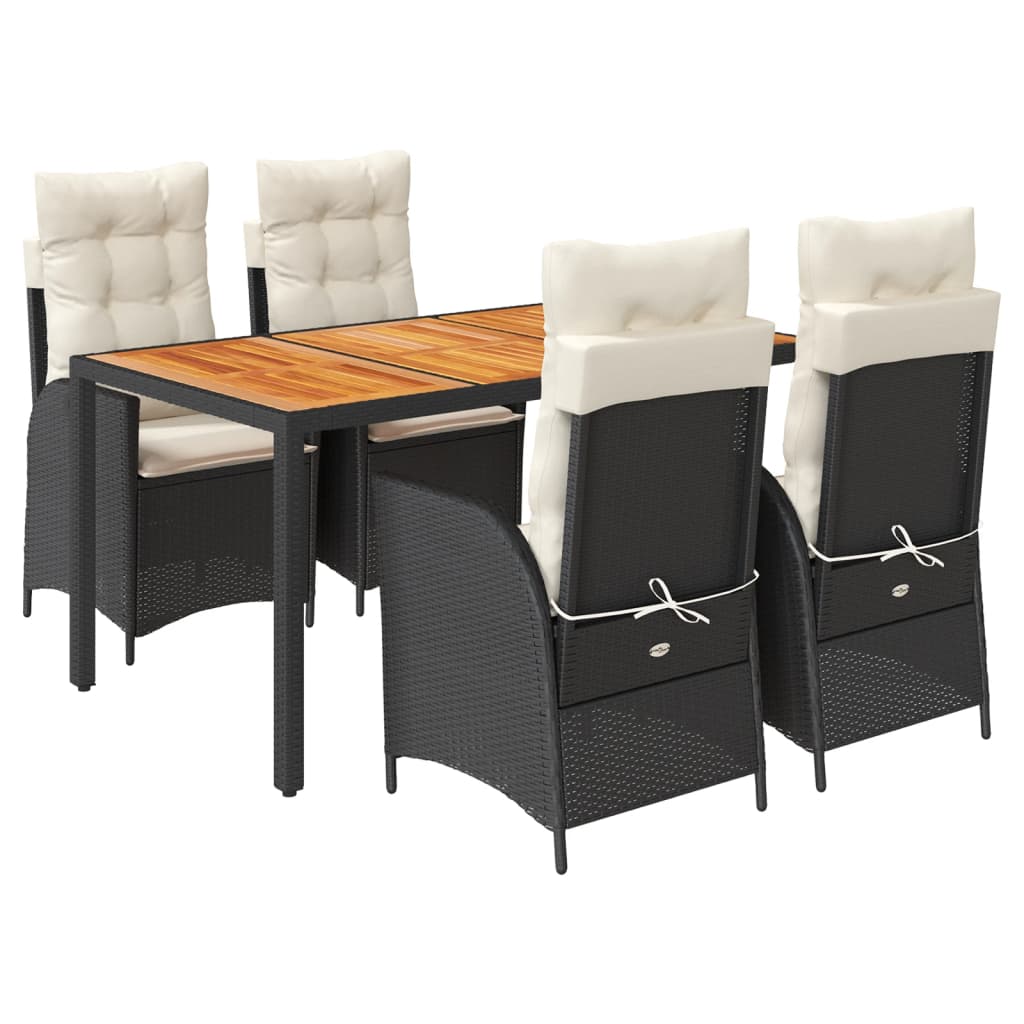 5-delige Tuinset met kussens poly rattan zwart is nu te koop bij PeponiXL, paradijselijk wonen!