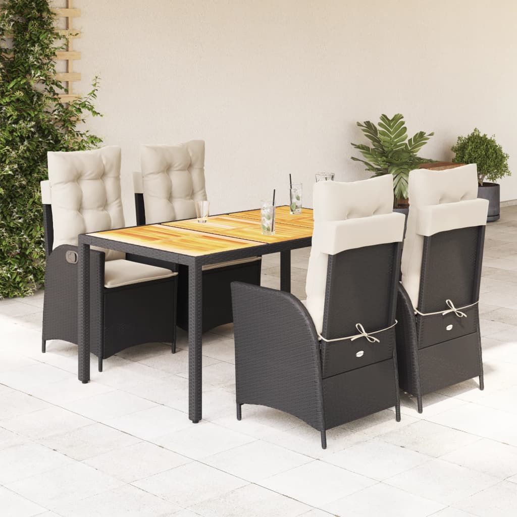 5-delige Tuinset met kussens poly rattan zwart is nu te koop bij PeponiXL, paradijselijk wonen!