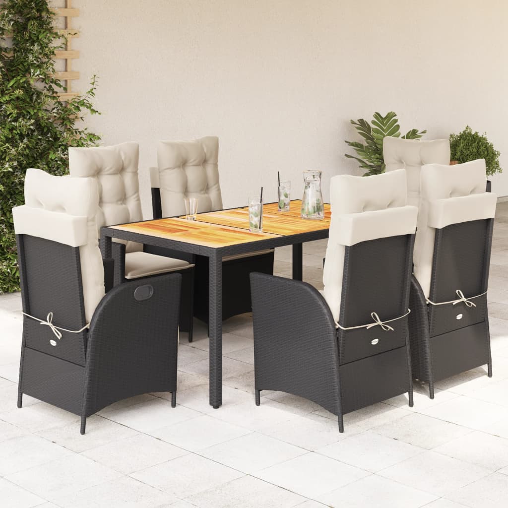 7-delige Tuinset met kussens poly rattan zwart is nu te koop bij PeponiXL, paradijselijk wonen!