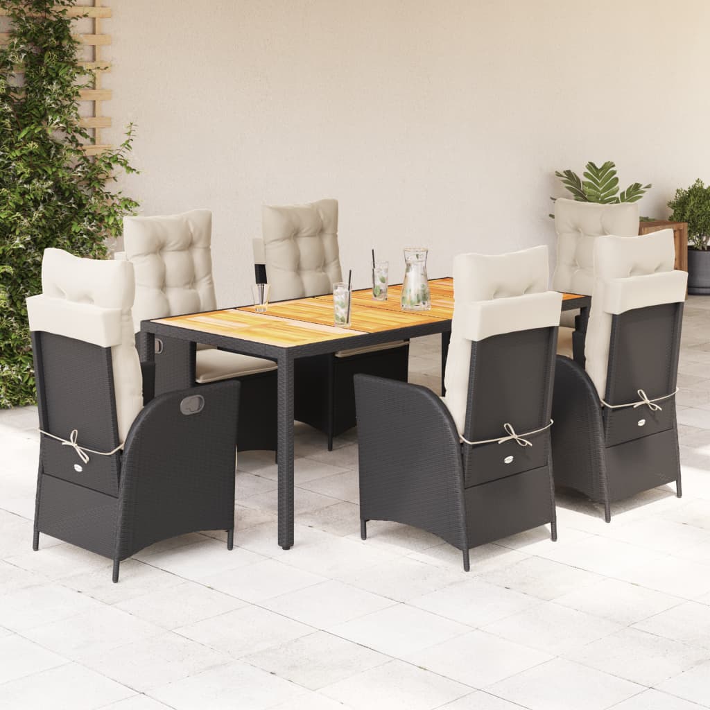 7-delige Tuinset met kussens poly rattan zwart is nu te koop bij PeponiXL, paradijselijk wonen!