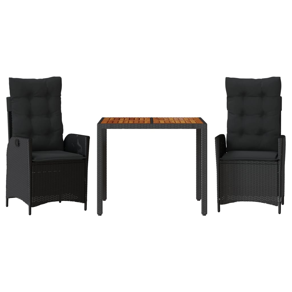 3-delige Tuinset met kussens poly rattan zwart is nu te koop bij PeponiXL, paradijselijk wonen!