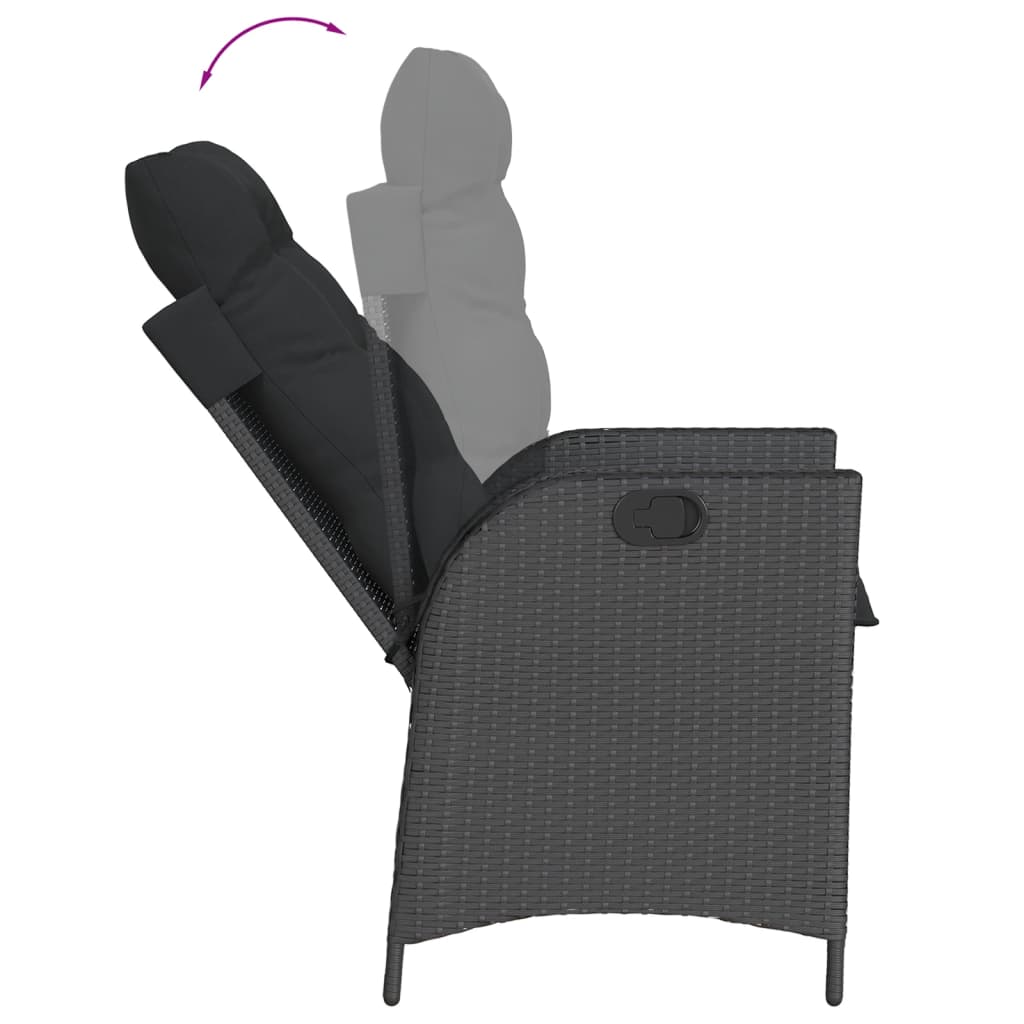 3-delige Tuinset met kussens poly rattan zwart is nu te koop bij PeponiXL, paradijselijk wonen!