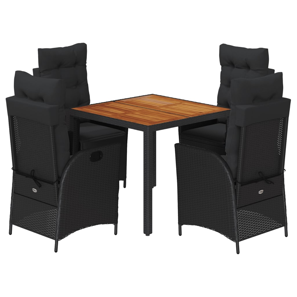 5-delige Tuinset met kussens poly rattan zwart is nu te koop bij PeponiXL, paradijselijk wonen!