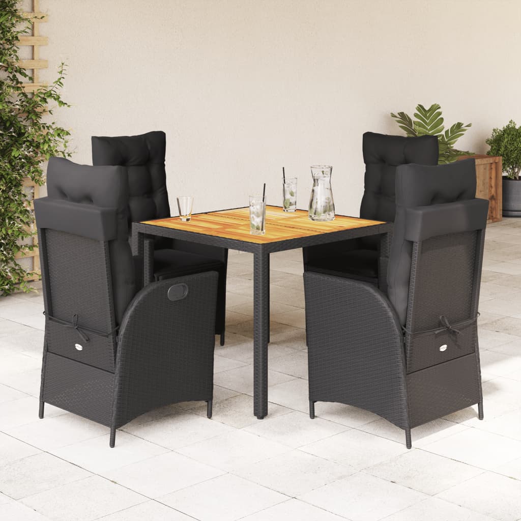 5-delige Tuinset met kussens poly rattan zwart is nu te koop bij PeponiXL, paradijselijk wonen!