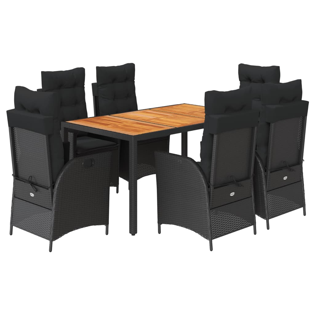7-delige Tuinset met kussens poly rattan zwart is nu te koop bij PeponiXL, paradijselijk wonen!