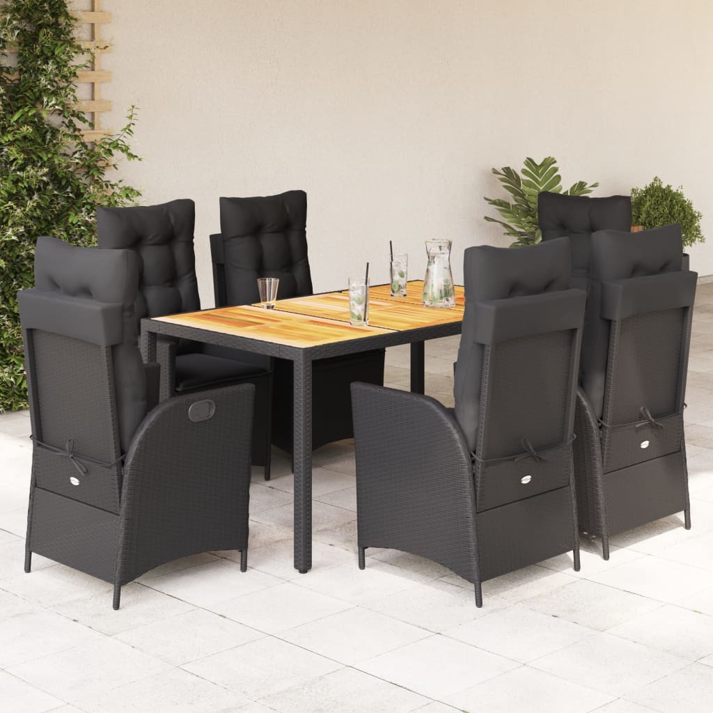 7-delige Tuinset met kussens poly rattan zwart is nu te koop bij PeponiXL, paradijselijk wonen!