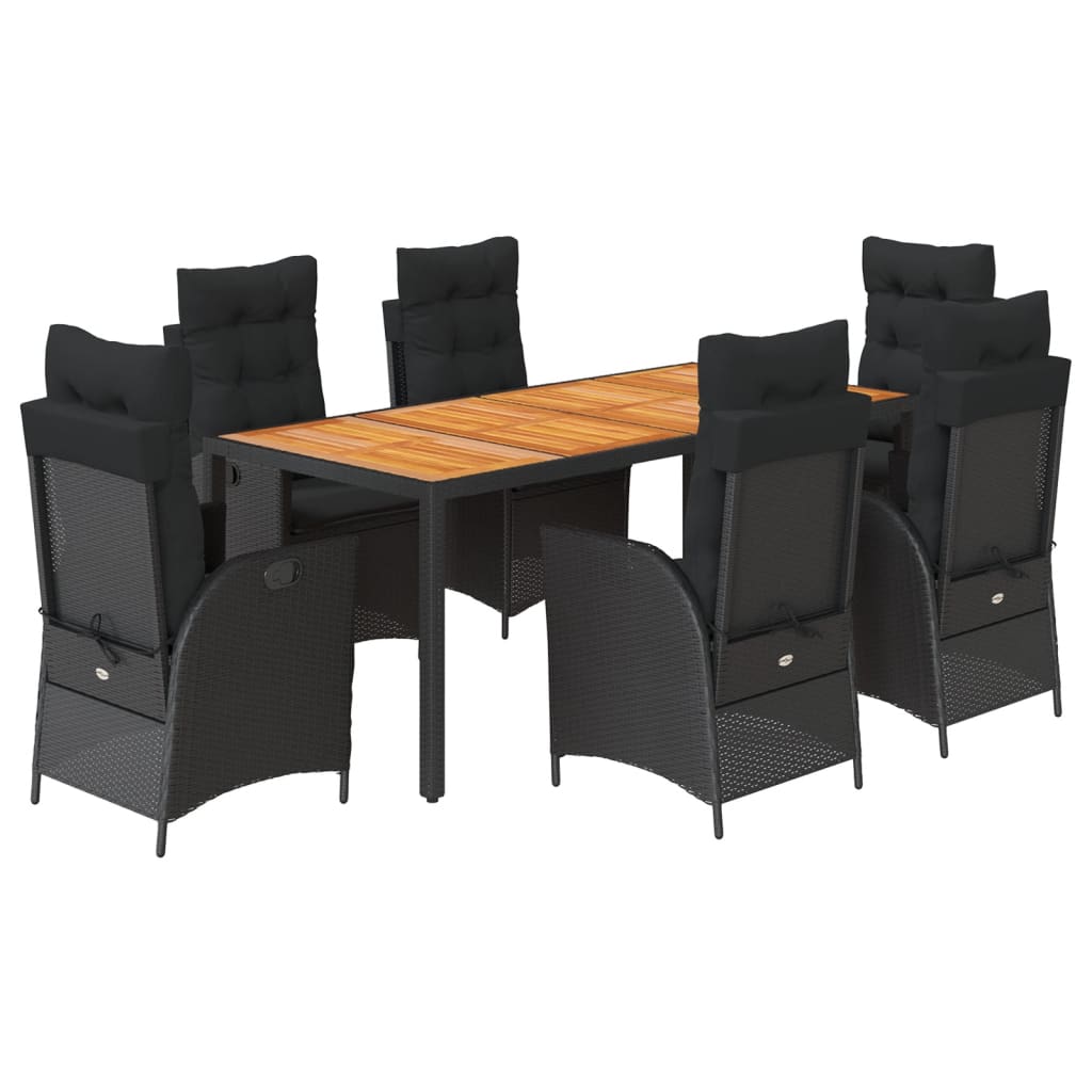 7-delige Tuinset met kussens poly rattan zwart is nu te koop bij PeponiXL, paradijselijk wonen!