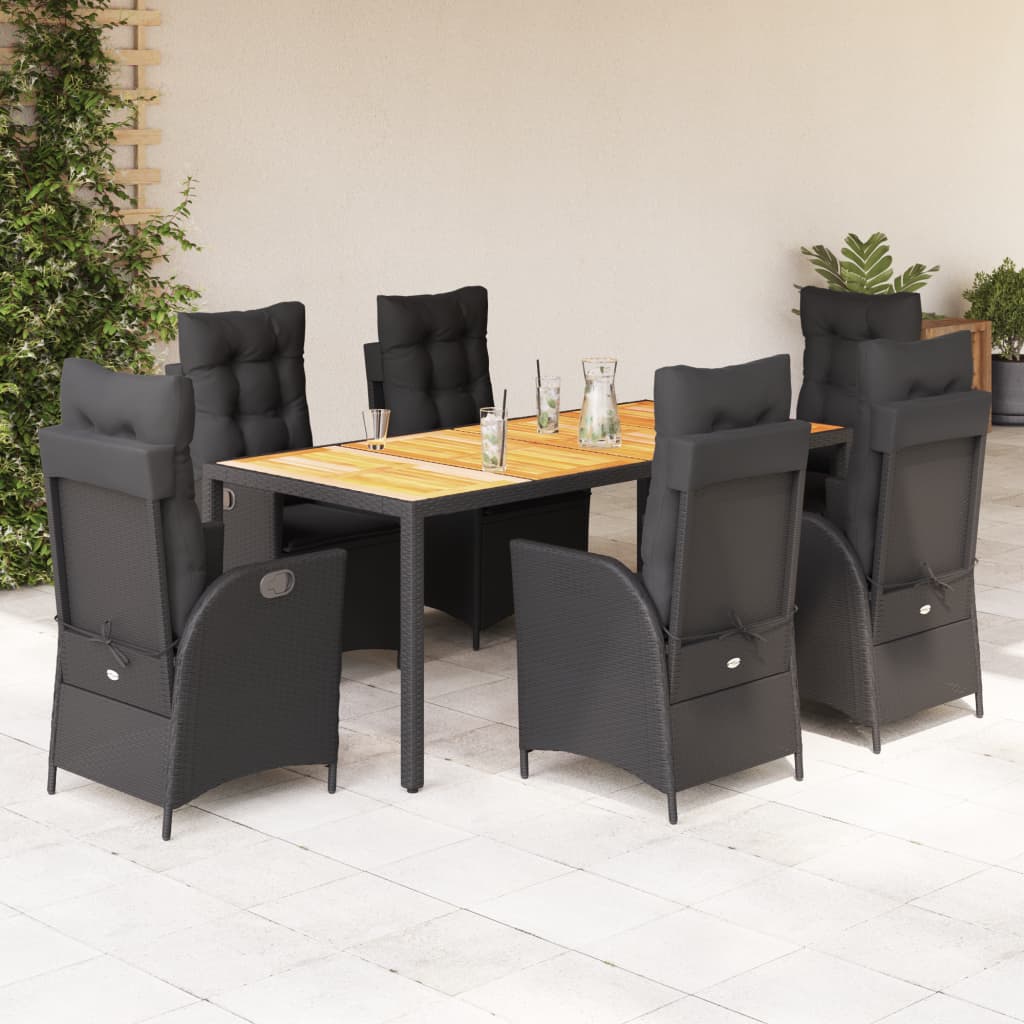 7-delige Tuinset met kussens poly rattan zwart is nu te koop bij PeponiXL, paradijselijk wonen!