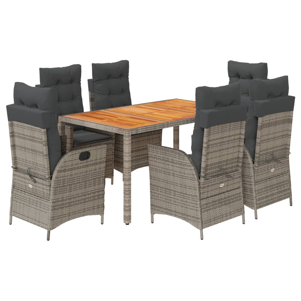 7-delige Tuinset met kussens poly rattan grijs is nu te koop bij PeponiXL, paradijselijk wonen!