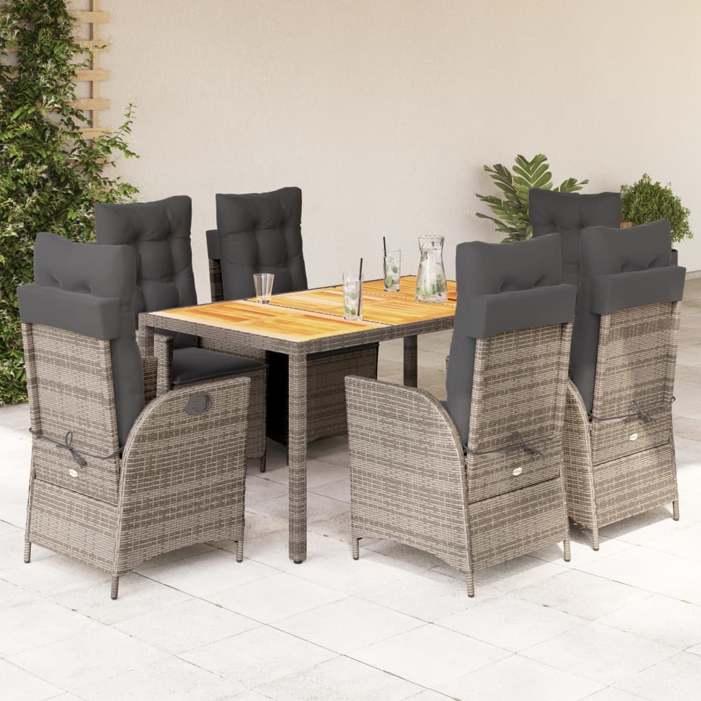 7-delige Tuinset met kussens poly rattan grijs is nu te koop bij PeponiXL, paradijselijk wonen!