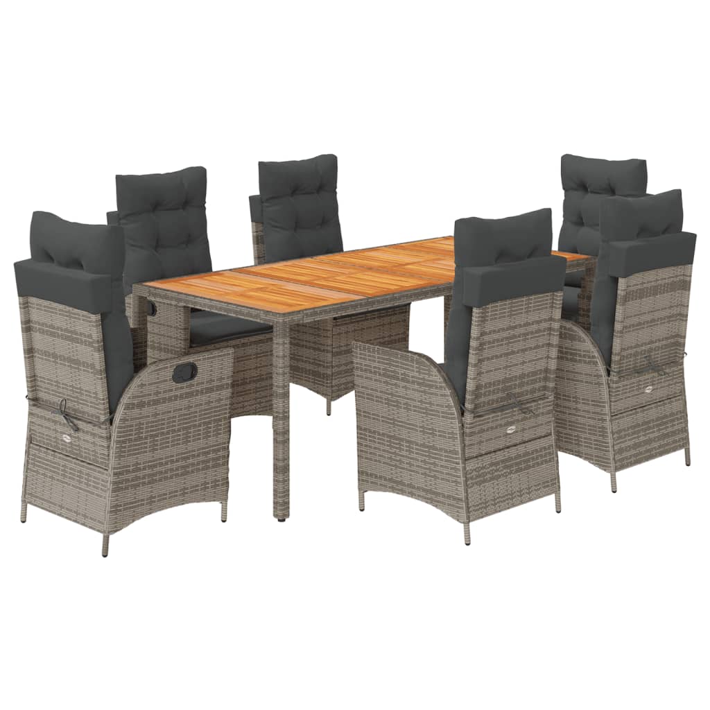 7-delige Tuinset met kussens poly rattan grijs is nu te koop bij PeponiXL, paradijselijk wonen!