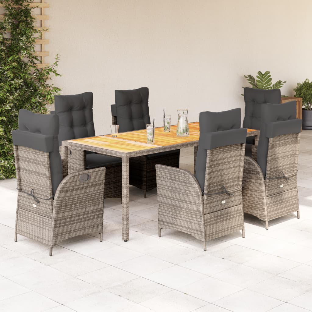 7-delige Tuinset met kussens poly rattan grijs is nu te koop bij PeponiXL, paradijselijk wonen!
