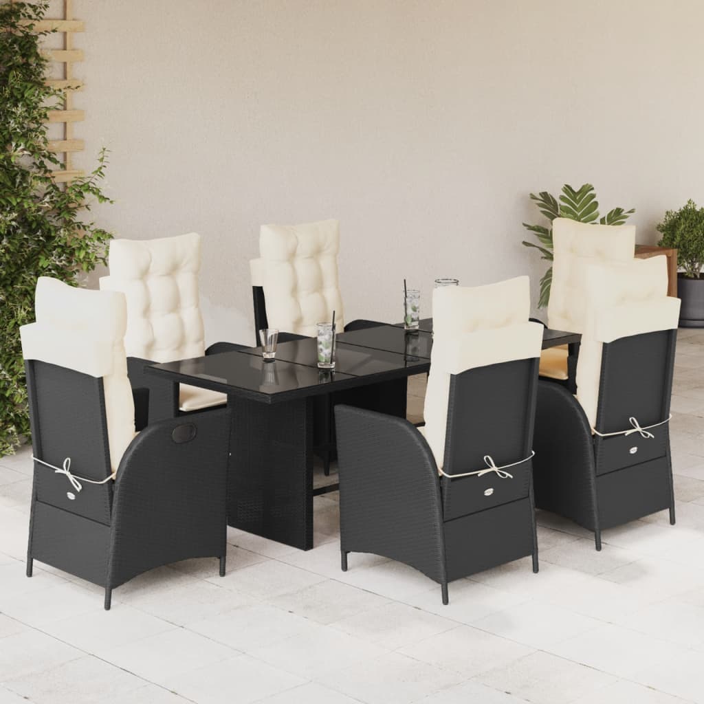 7-delige Tuinset met kussens poly rattan zwart is nu te koop bij PeponiXL, paradijselijk wonen!