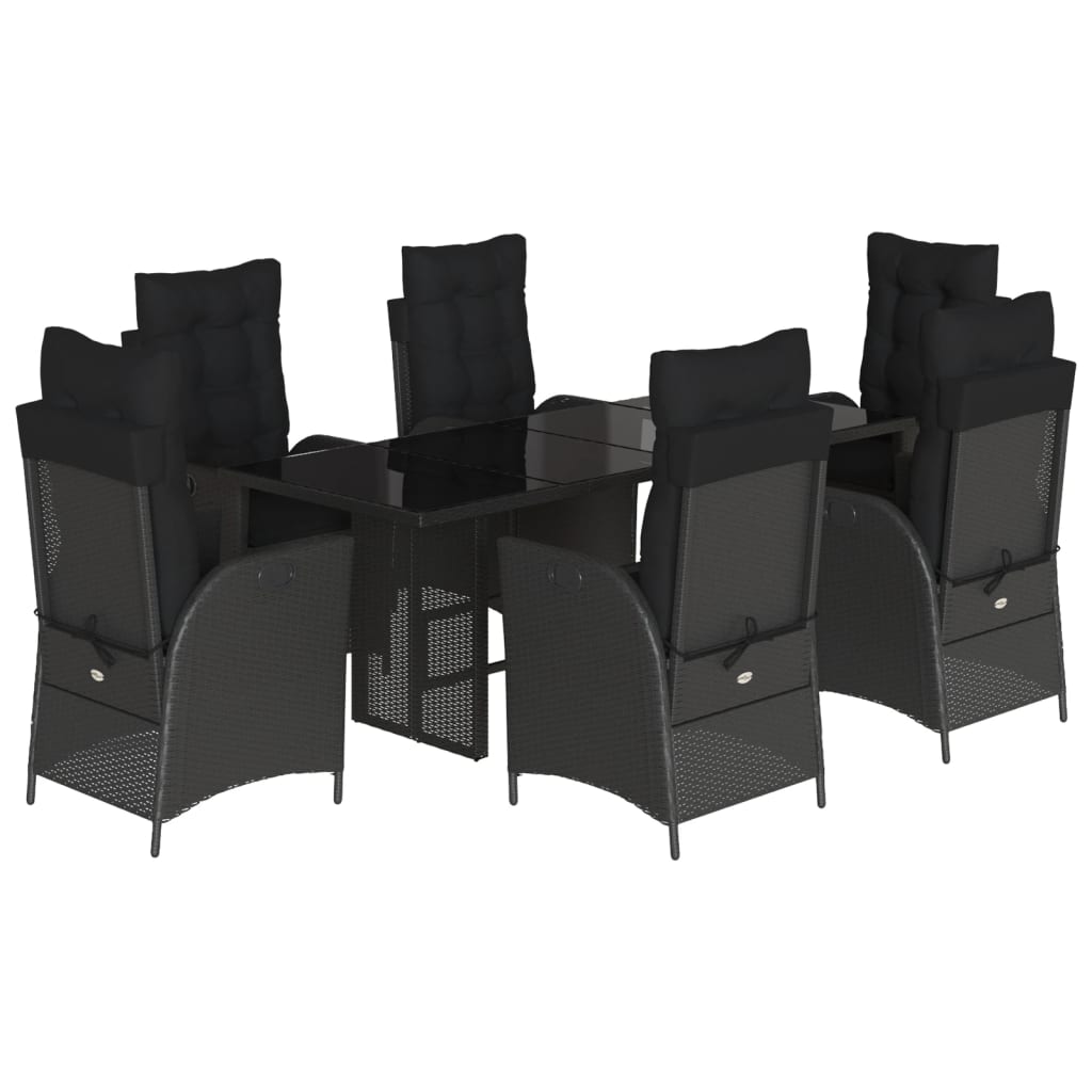 7-delige Tuinset met kussens poly rattan zwart is nu te koop bij PeponiXL, paradijselijk wonen!