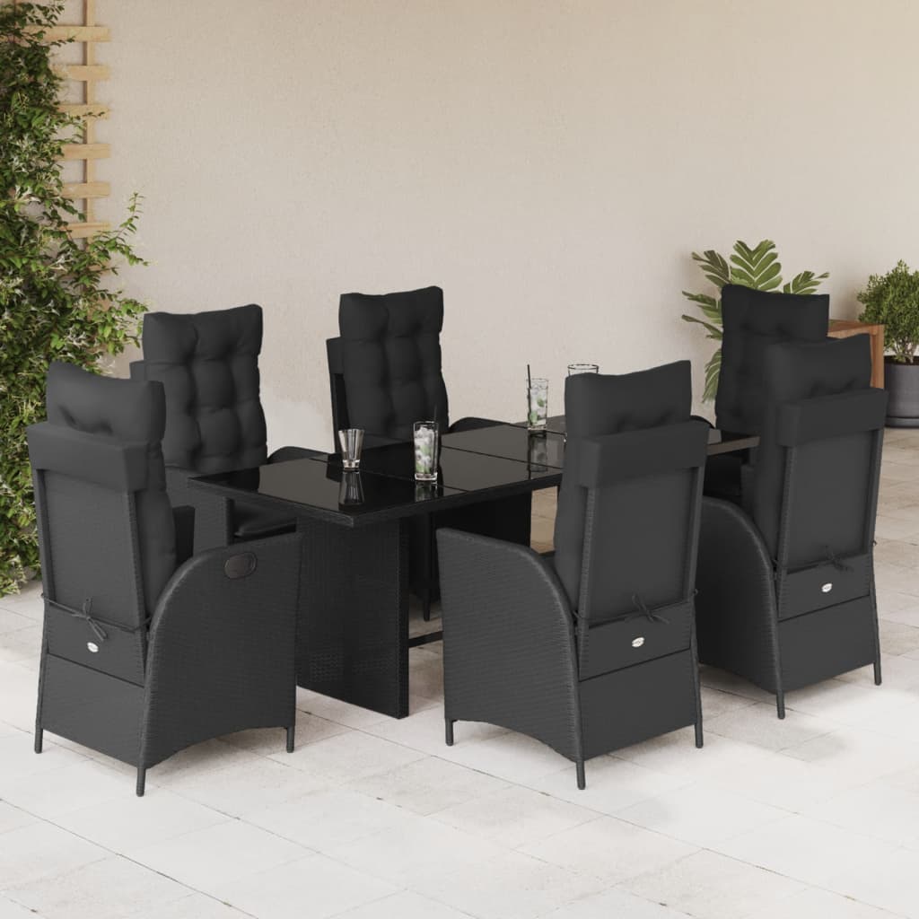 7-delige Tuinset met kussens poly rattan zwart is nu te koop bij PeponiXL, paradijselijk wonen!