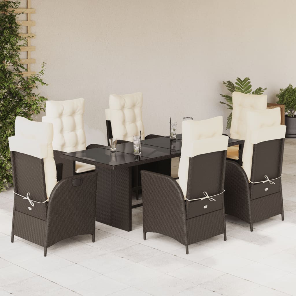 7-delige Tuinset met kussens poly rattan bruin is nu te koop bij PeponiXL, paradijselijk wonen!