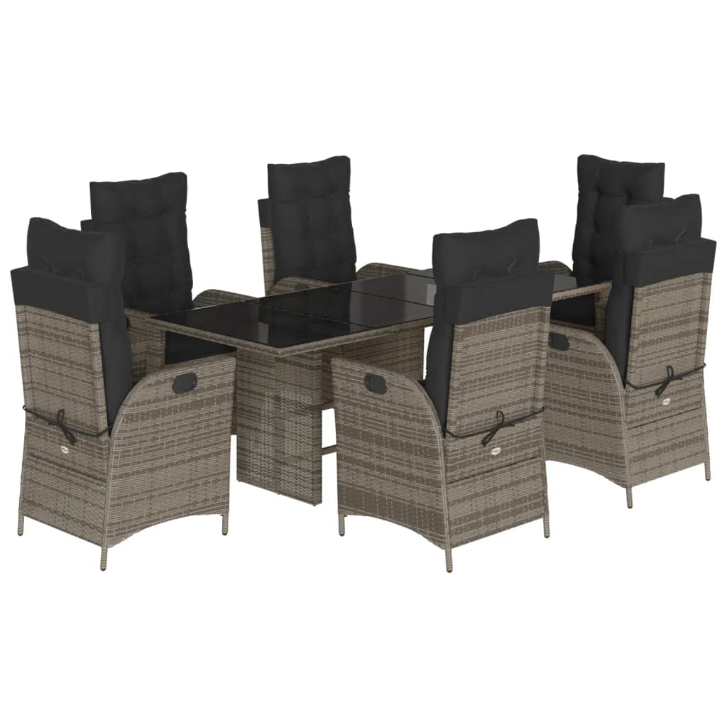 7-delige Tuinset met kussens poly rattan grijs is nu te koop bij PeponiXL, paradijselijk wonen!