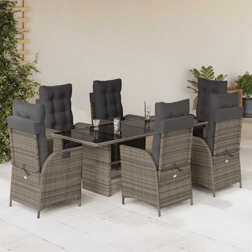 7-delige Tuinset met kussens poly rattan grijs is nu te koop bij PeponiXL, paradijselijk wonen!