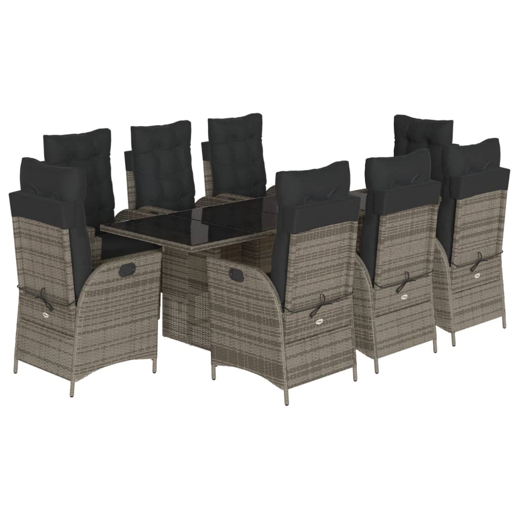 9-delige Tuinset met kussens poly rattan grijs is nu te koop bij PeponiXL, paradijselijk wonen!