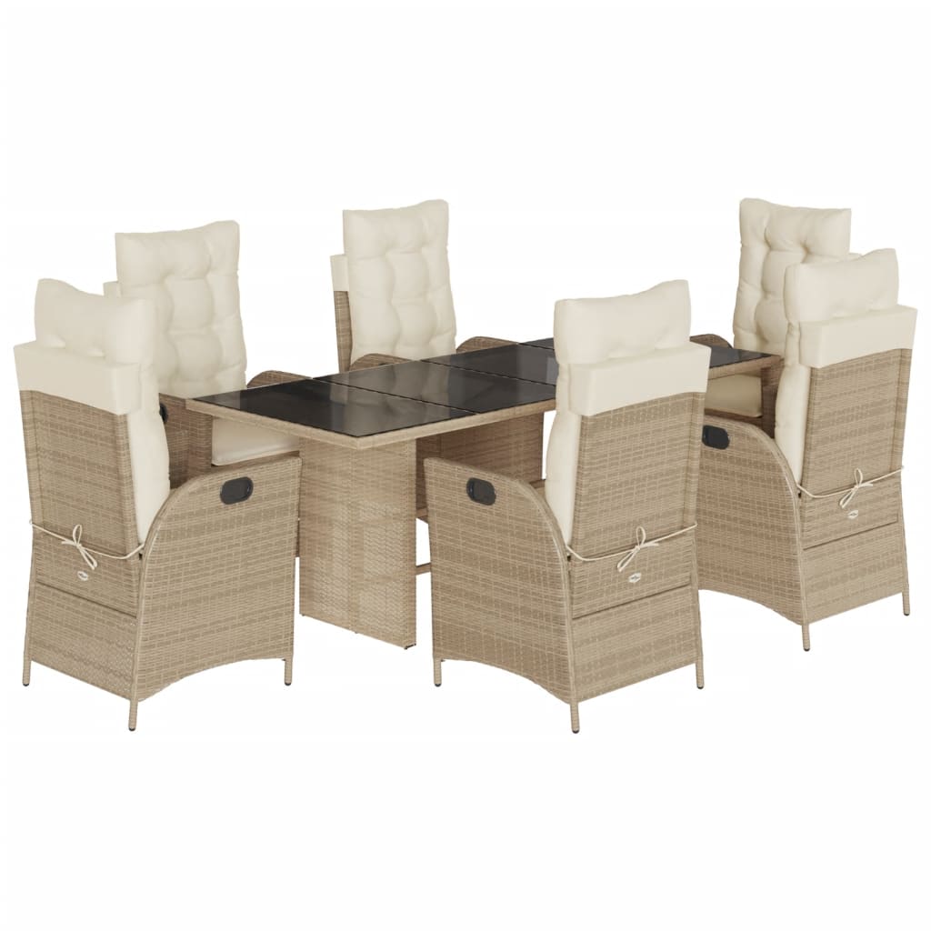 7-delige Tuinset met kussens poly rattan beige is nu te koop bij PeponiXL, paradijselijk wonen!