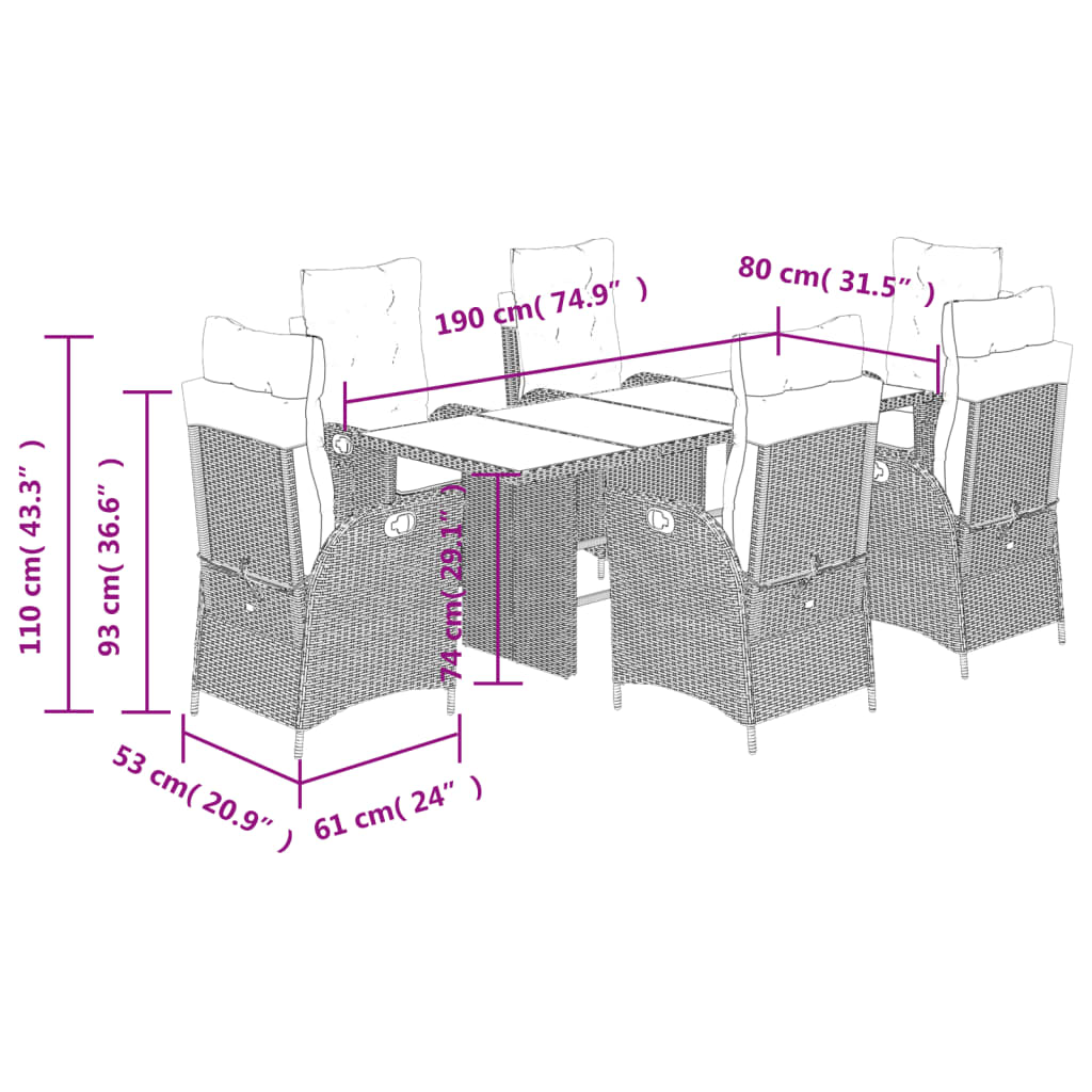 7-delige Tuinset met kussens poly rattan beige is nu te koop bij PeponiXL, paradijselijk wonen!