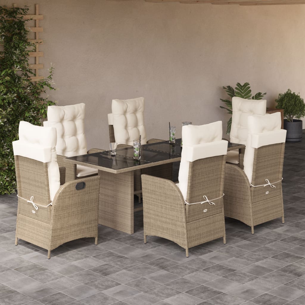7-delige Tuinset met kussens poly rattan beige is nu te koop bij PeponiXL, paradijselijk wonen!
