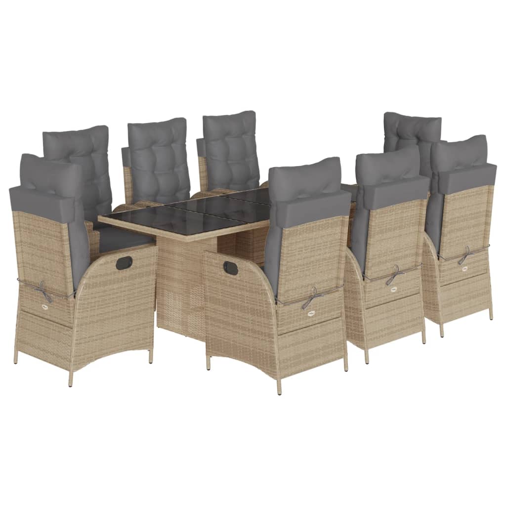 9-delige Tuinset met kussens poly rattan gemengd beige is nu te koop bij PeponiXL, paradijselijk wonen!