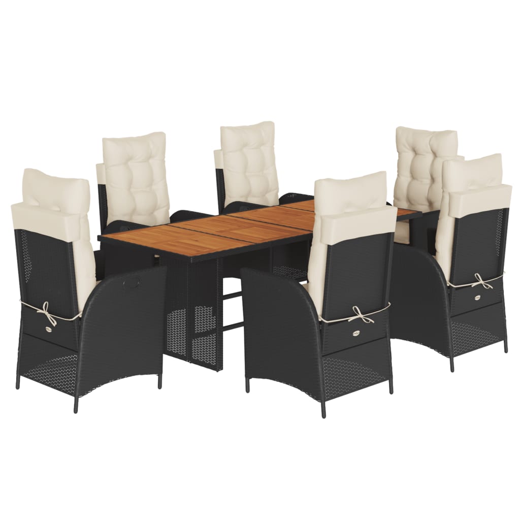 7-delige Tuinset met kussens poly rattan zwart is nu te koop bij PeponiXL, paradijselijk wonen!