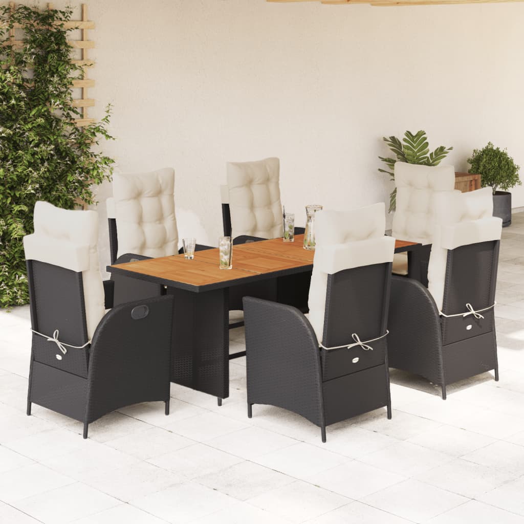 7-delige Tuinset met kussens poly rattan zwart is nu te koop bij PeponiXL, paradijselijk wonen!