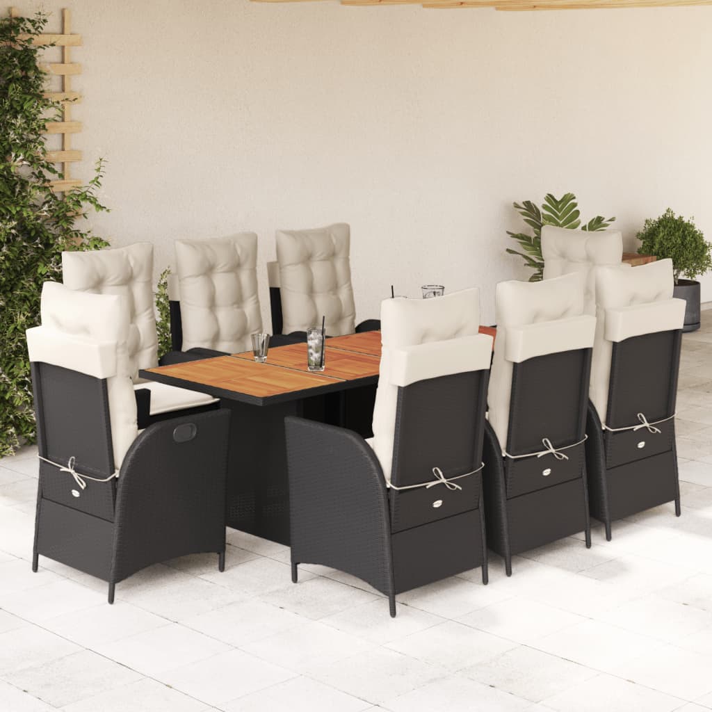 9-delige Tuinset poly rattan zwart is nu te koop bij PeponiXL, paradijselijk wonen!