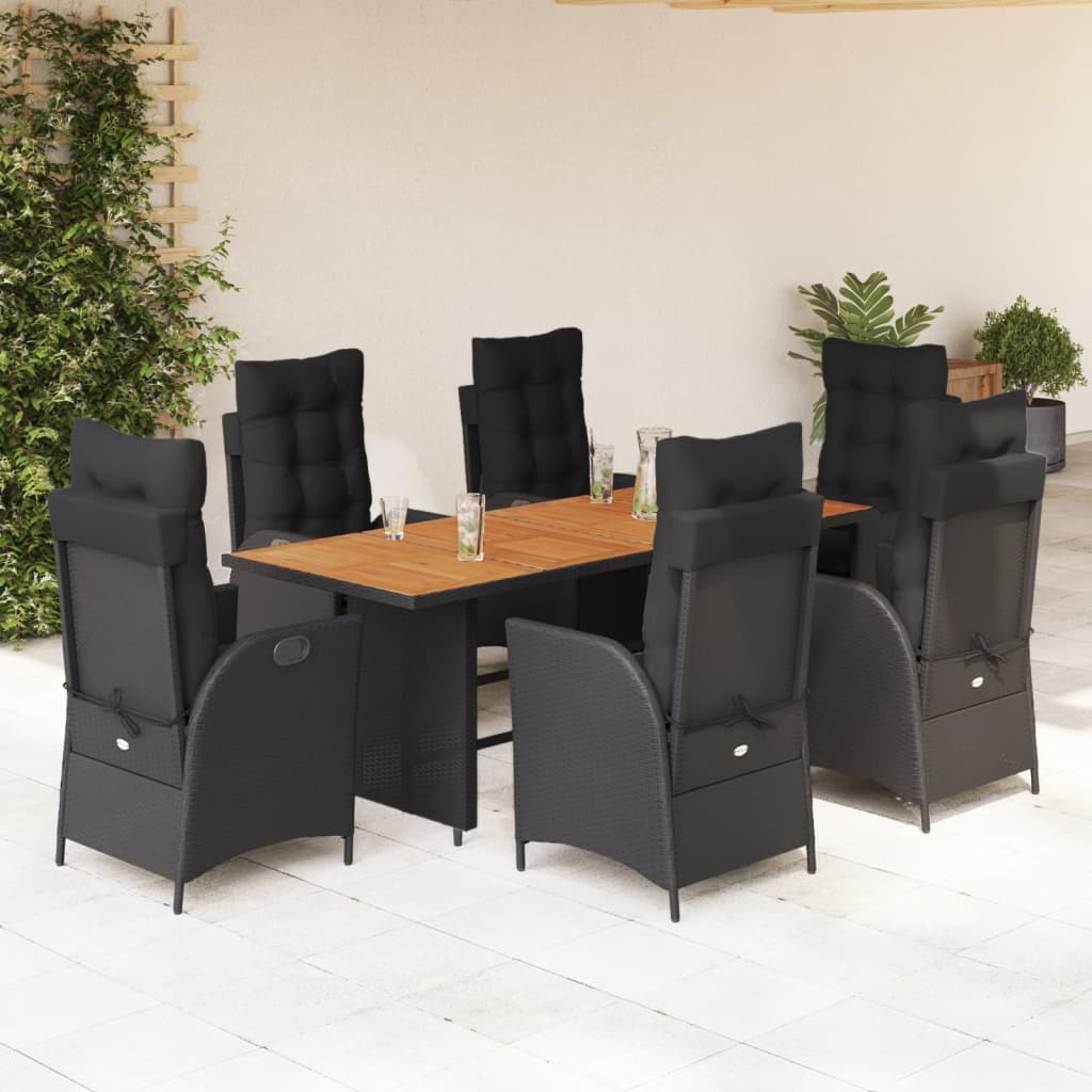 7-delige Tuinset met kussens poly rattan zwart is nu te koop bij PeponiXL, paradijselijk wonen!