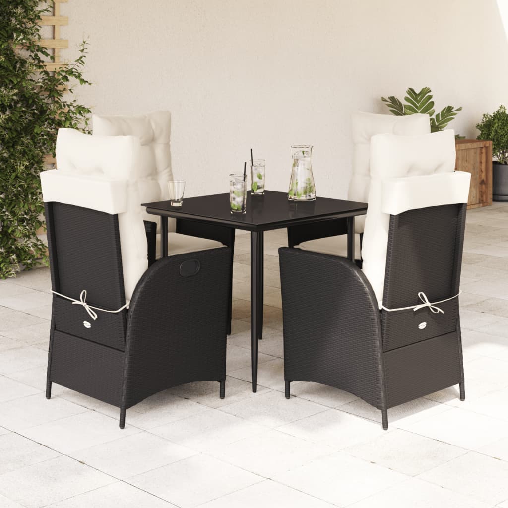 5-delige Tuinset met kussens poly rattan zwart is nu te koop bij PeponiXL, paradijselijk wonen!