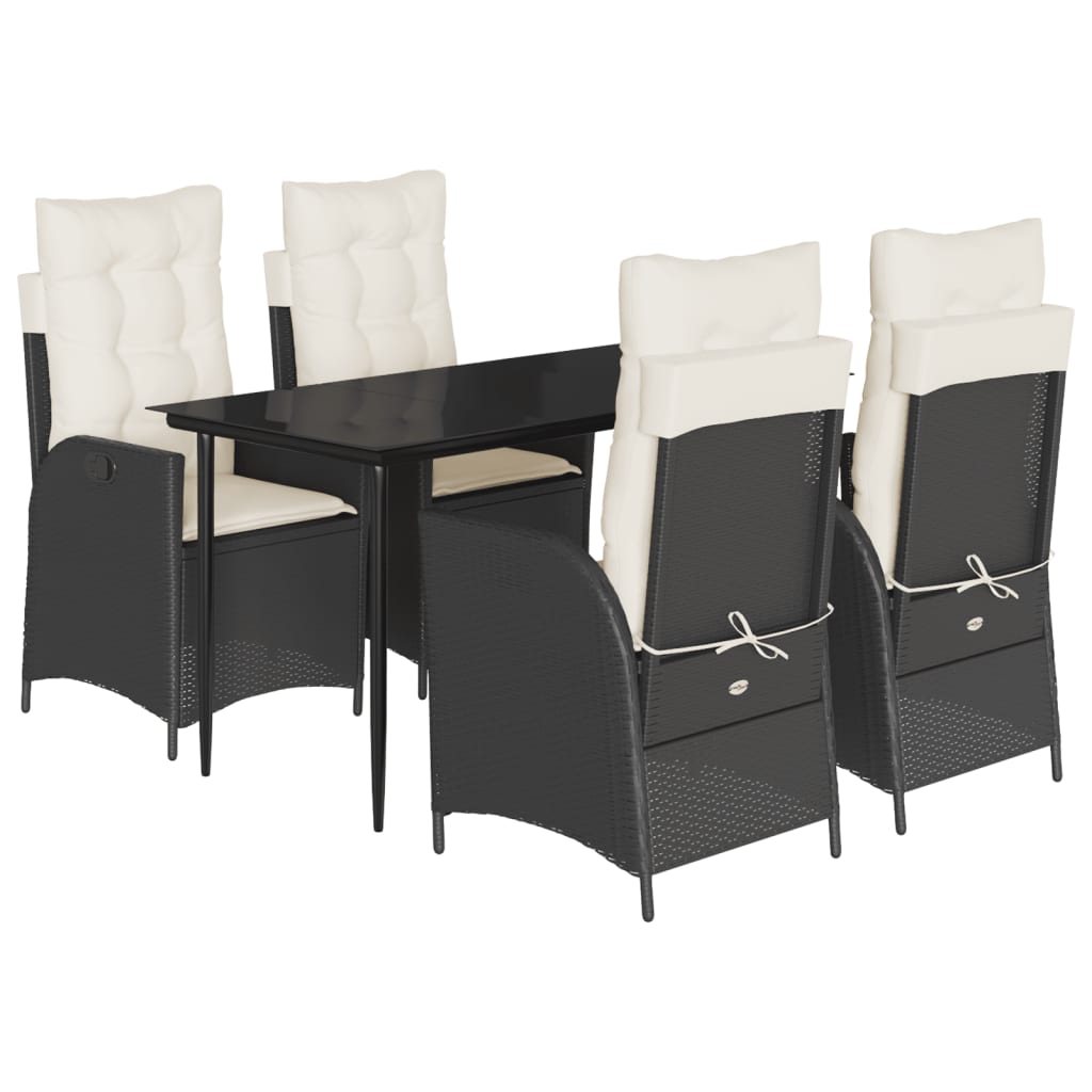 5-delige Tuinset met kussens poly rattan zwart is nu te koop bij PeponiXL, paradijselijk wonen!