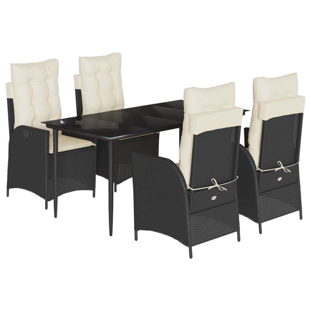 5-delige Tuinset met kussens poly rattan zwart is nu te koop bij PeponiXL, paradijselijk wonen!