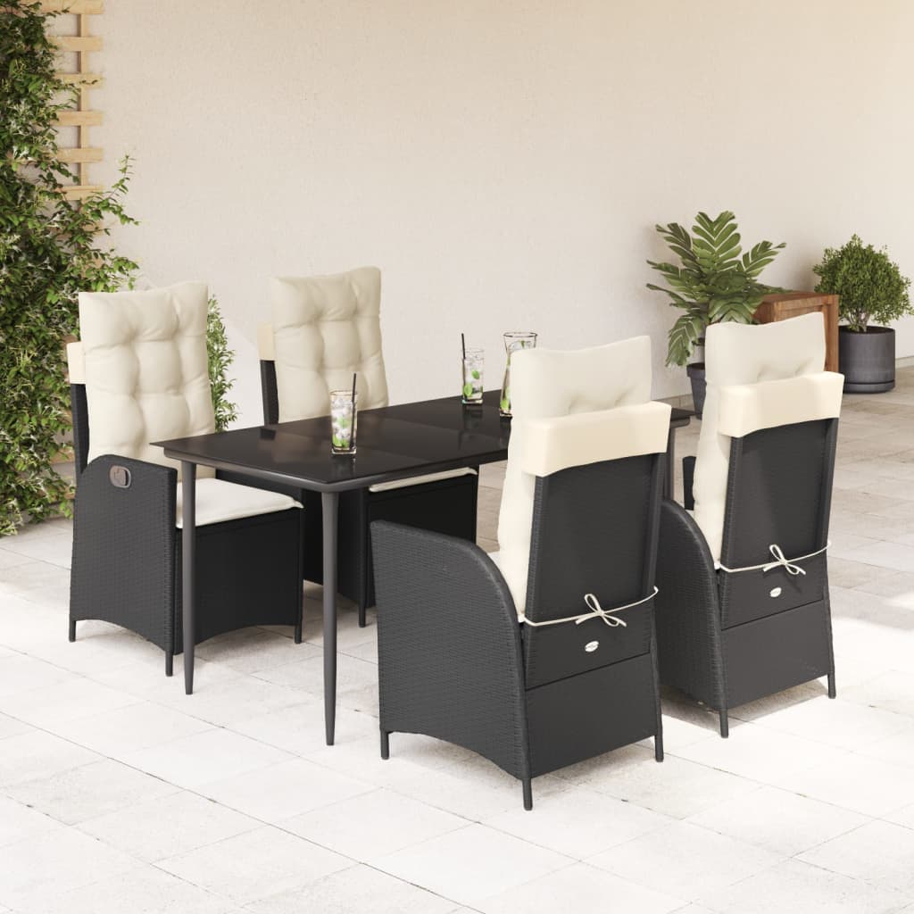 5-delige Tuinset met kussens poly rattan zwart is nu te koop bij PeponiXL, paradijselijk wonen!