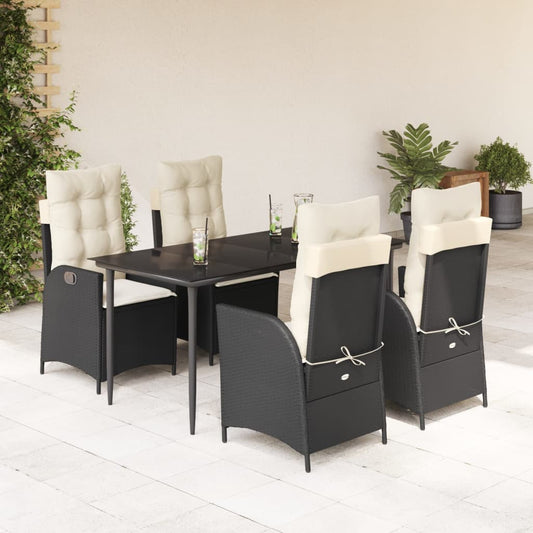 5-delige Tuinset met kussens poly rattan zwart is nu te koop bij PeponiXL, paradijselijk wonen!