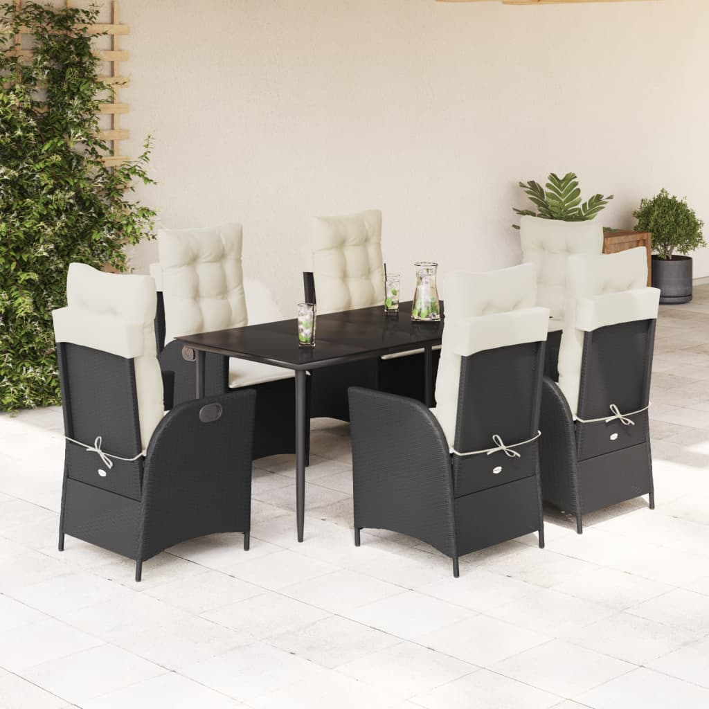 7-delige Tuinset met kussens poly rattan zwart is nu te koop bij PeponiXL, paradijselijk wonen!