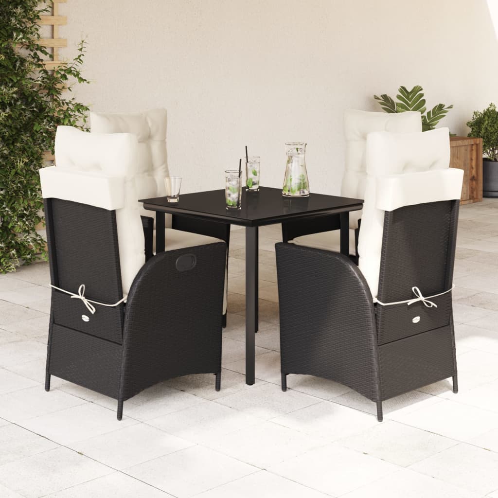 5-delige Tuinset met kussens poly rattan zwart is nu te koop bij PeponiXL, paradijselijk wonen!